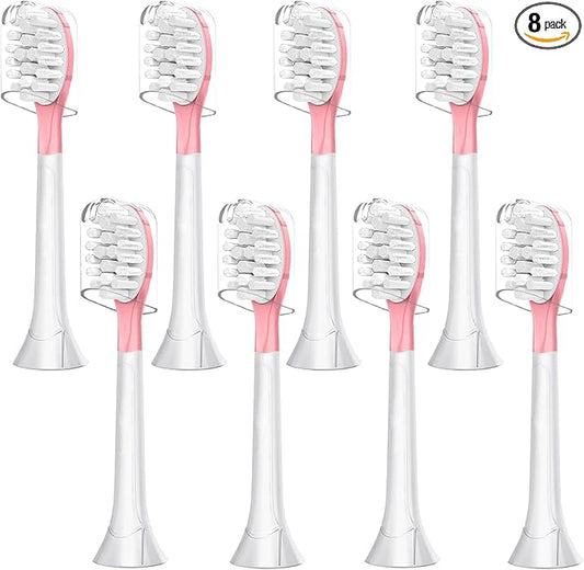 Pink Kids Replacement Toothbrush Head for 7+ Child Soft Brush 8 Pack & 8 Hygienic Cover Compatible with Phillps Kids Electric Toothbrush HX6321 HX6340 HX6032 HX6320 HX6042 8 Pack