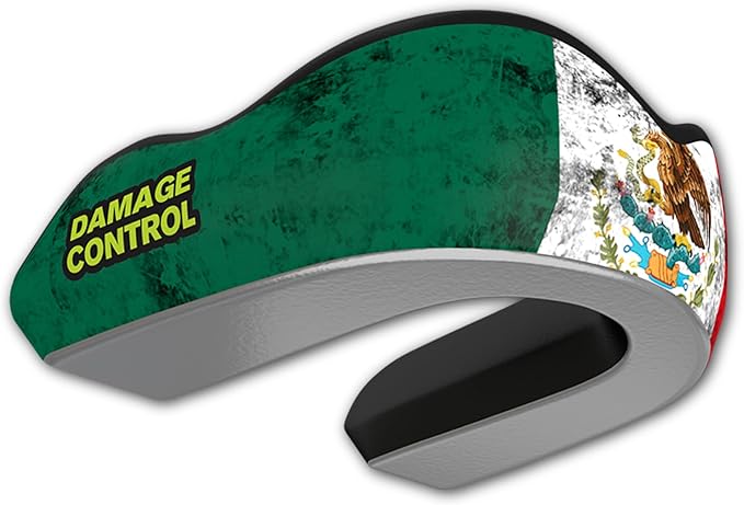 DAMAGE CONTROL Extreme Impact Mouth Guard – Sports Mouthguard for Boxing, MMA, BJJ, Hockey, Rugby, Lacrosse, & More – Mouthpiece for Teeth & Jaw Protection, for Youth & Adults (Mexican Flag EI)