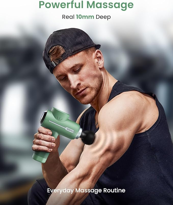 RENPHO Massage Gun Deep Tissue, Valentines Birthday Gifts for Women Men, Portable Percussion Massager for Back and Neck, Handheld Device with Carry Case, Active Green