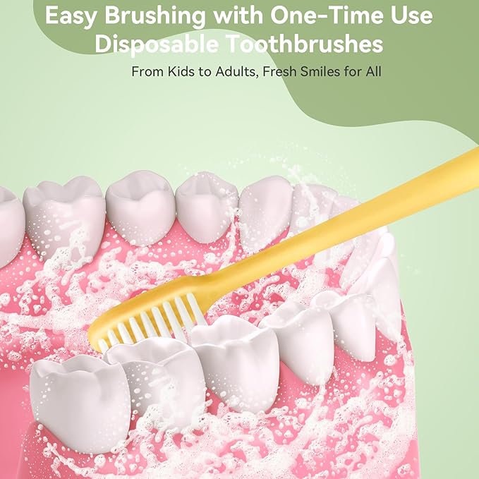40 Pack Disposable Toothbrushes Bulk – Individually Wrapped Soft Bristles Single Use for Adults & Kids, Travel Hotel Guest Dental Office Donation Emergency Hygiene,Minimalist Design 5 Colors