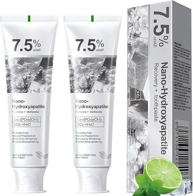 7.5% Hydroxyapatite Toothpaste, 7.5% Hydroxyapatite Toothpaste for Advanced Enamel Protection, Appropriate for Sensitive Teeth, Gentle and Effective Formula, Fresh Mint (2)