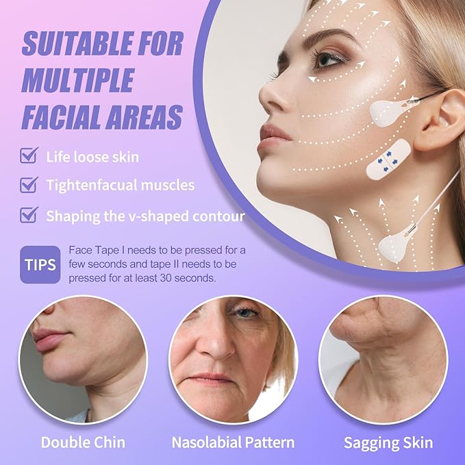 Face Tape,Face Lift Tape,Face Lift Tape Invisible,Neck Tape lifting Invisible,V-Shaped Instant Face Tapes for Lifting Sagging Skin Eyes Double Chin Wrinkles Waterproof Mix Box (160PCS, Hibiscus)