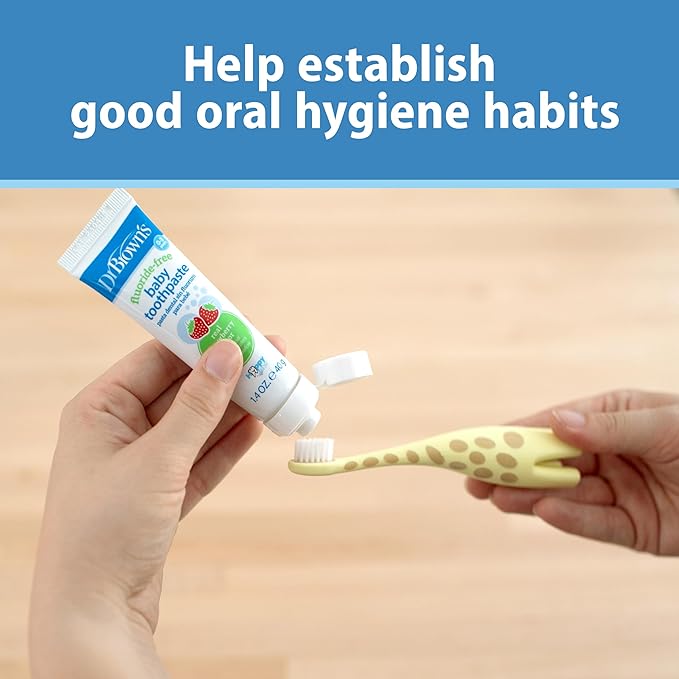 Dr. Brown's Infant-to-Toddler Toothbrush, Giraffe & Strawberry Toothpaste Set