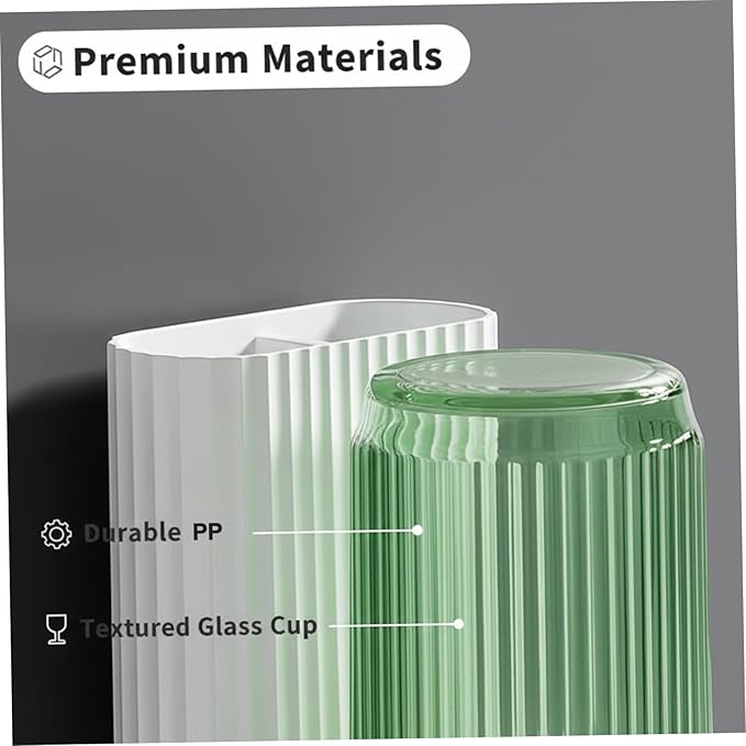 Green Toothbrush Holder, Dust Proof Toothbrush Organizer with Ventilation, Toothpaste Holder Set for Bathroom Organization, Heimdekor
