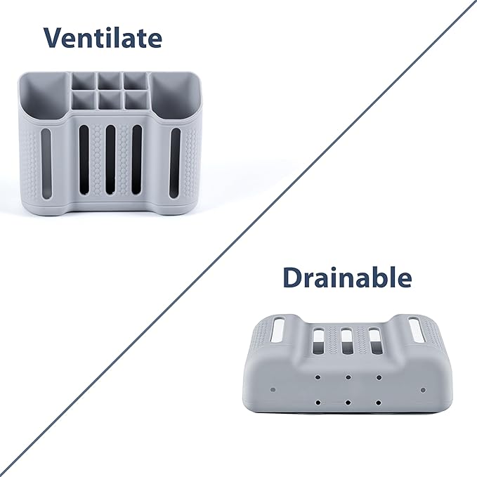 Toothbrush Holders for Bathrooms, Electric Toothbrush, Shaver and Toothpaste Holder, 6 Small Slots &2 Large Slots, Bathroom Organizer and Storage, Bathroom Accessories (Gray)