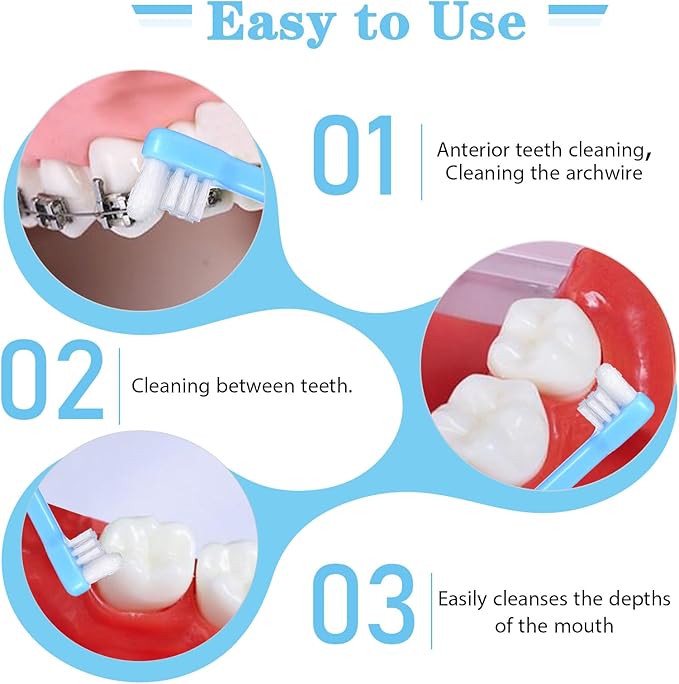 2Pcs Tuft Brush for Teeth, Small Head Wisdom Tooth Brush for Adult, End Tuft Toothbrush for Periodontal, Interdental Interspace, Dental Detail Cleaning