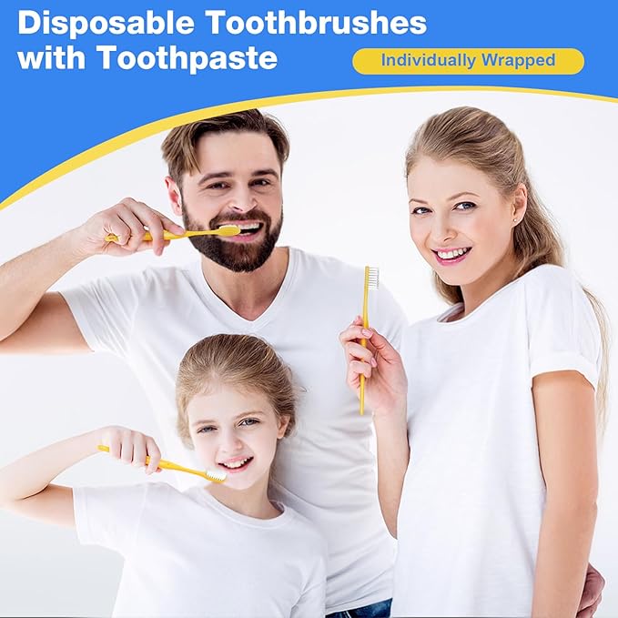 Disposable Toothbrushes with Toothpaste 20 Pack, Travel Size Toothbrush and Toothpaste Set, Bulk Tooth Brush Tooth Paste Kit, Individually Wrapped Travel Toiletries for Homeless, Hotel
