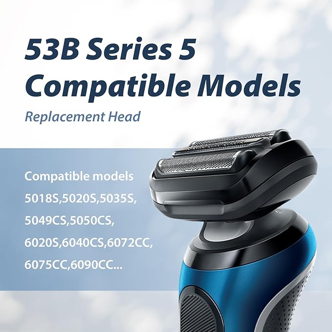 Series 5/6 53B Replacement Head Shaver Head Compatible with Series 5 Shaving Razor Head, Suitable for 5020cs 5018s 5035s 5049cs 5050cs 6020s 6040cs 6075cc
