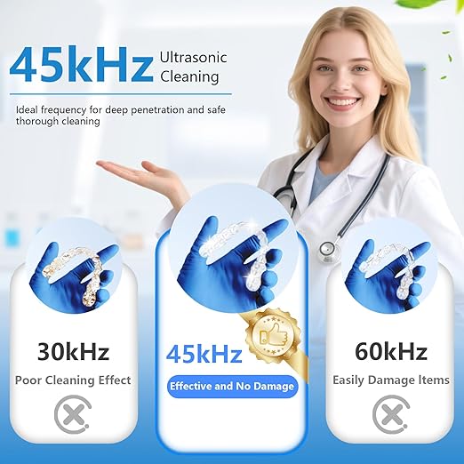 Ultrasonic Retainer Cleaner Machine 45khz Cleaning Pod for Denture Cleaner 200ml Mouth Guard, Aligner, Night Guard, Toothbrush, Jewelry, 4 Cleaning Modes Digital Timer, Gifts for Women, Pink