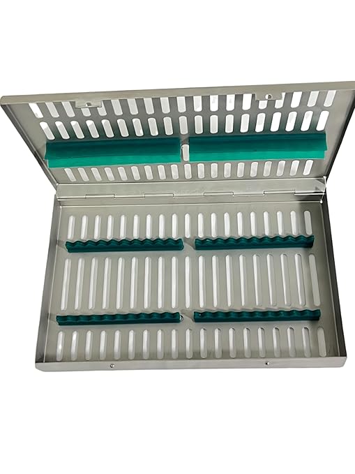 ArtLab-Dental Instrument Sterilization Cassette Rack Box (for 20 Pieces) for Dental Instruments Organizer and Dental Hygiene Sterilization Cassettes Rack Box (20 Slot -Green)
