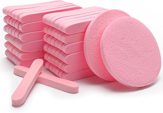 84 Pcs Facial Sponge Compressed, Luxiv Face Cleansing Sponge for Estheticians Compressed Makeup Sponge Round Wash Face Sponges for Women Compress Exfoliating Removal Sponge (Pink)