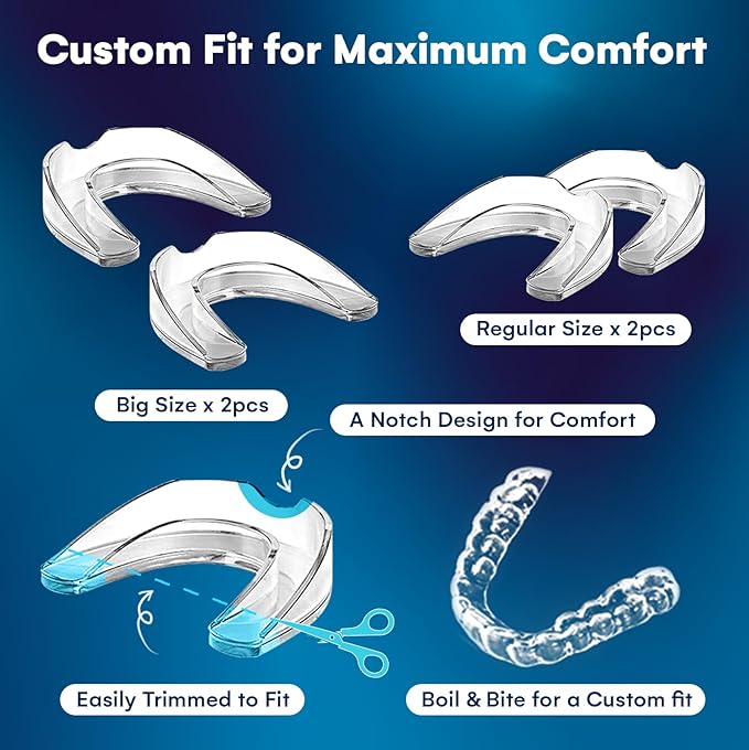 Mouth Guard for Grinding Teeth at Night: Moldable Sleeping Mouthguards for Clenching and Bruxism Protection - Nighttime Sleep Guards for Adults with 12 Cleaning Tablets