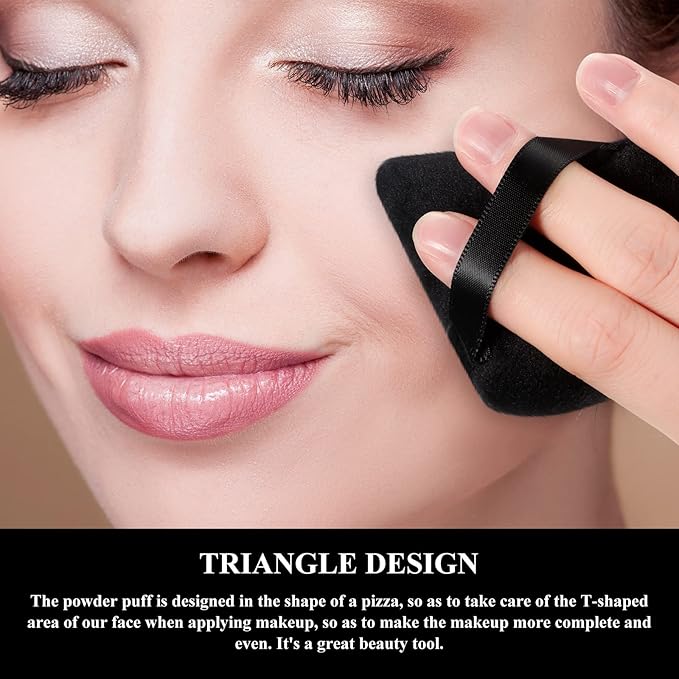 Maitys 12 Pieces Powder Puff Triangle Face Makeup Cosmetic for Loose Powder Soft Body Washable Reusable Foundation Sponge Mineral Wet Dry Makeup Tool for Women(Large, Small,Black, Pink)