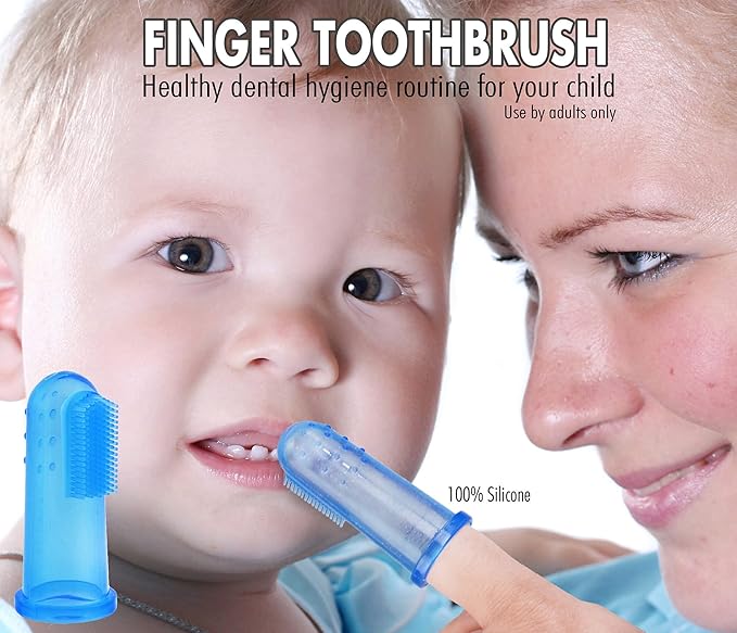 Brilliant Baby Finger Toothbrush - Silicone Gum Massager and Teether Brush for Babies and Toddlers - 3 Months Old and Up, Newborn Essentials for Cleaning Infant Gums, Clear, 1 Count (00551C)