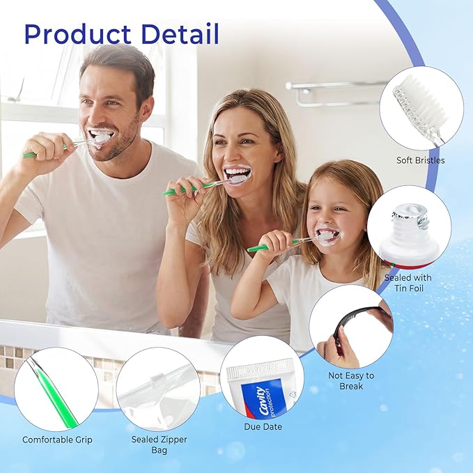 Xuezoioy 10 Sets Personal Hygiene Kit Bulk,9-IN-1 Green Disposable Toothbrushes with Toothpaste Floss Comb Soap Cover and Hotel Vanity Set Basic Travel Toiletry Supplies for Homeless,Travel,Guests