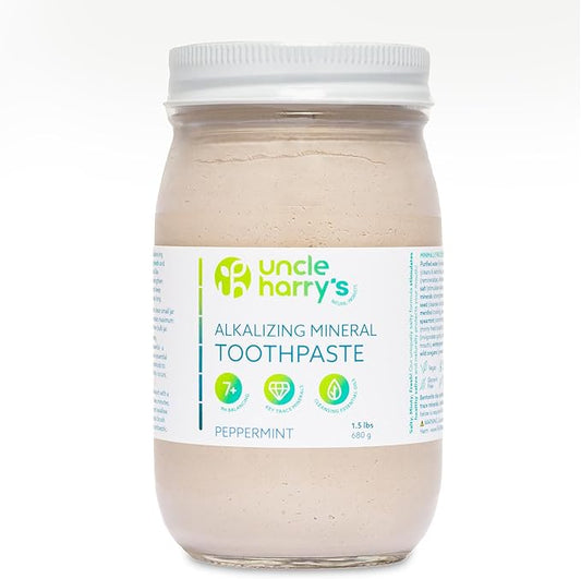 Uncle Harry's Peppermint Remineralizing Toothpaste 1.5 lb Jar | Natural Whitening Tooth Paste Freshens Breath & Promotes Enamel | Vegan Fluoride Free Toothpaste