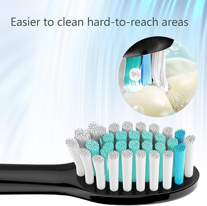 BUKURII Toothbrush Replacement Heads Compatible with Philips Electric Toothbrushes, 8Pcs, Black, Refills for Sonicare Snap-on Brush Handles 1100 2100 4100 5100, Replace for A3 C2 C3 G2 G3