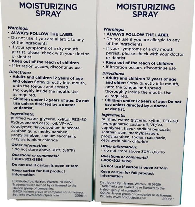 Moisturizing Dry Mouth Spray, Biotene'e Moisturizing Spray for Dry Mouth and Bad Breath - Gentle Mint 1.5 fl oz (Pack of 2)
