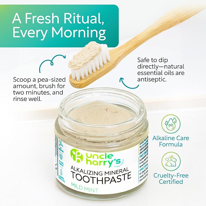 Uncle Harry's Mild Mint Remineralizing Toothpaste 1.5 lbs Jar | Natural Whitening Freshens Breath & Promotes Enamel | Vegan Fluoride Free Toothpaste