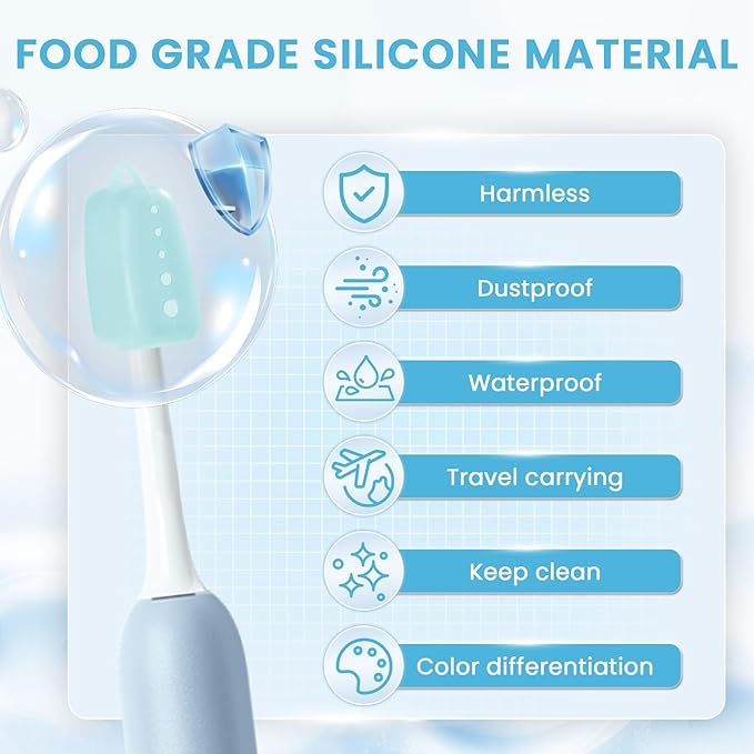 6 Packs Silicone Toothbrush Covers, Tooth Brush Cover Cap for Electric & Manual Toothbrushes, Toothbrush Travel Essentials