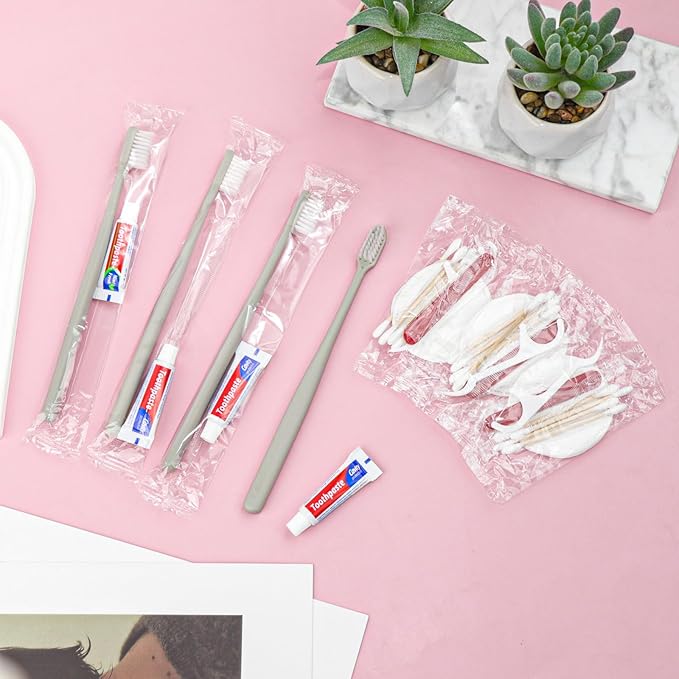 Disposable Toothbrushes, Toothbrush and Toothpaste, Toothbrush and Toothpaste Travel, Comes with Hotel Vanity Set, Individually Packaged, Suitable for Hotel, Home, Camping, Travel (50-Pack)