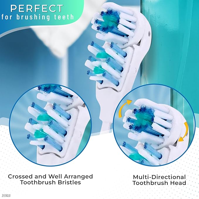 4 Pcs Replacement Tooth Brush Heads with Soft Bristles | Sensitive Toothbrush Heads Compatible with Oral-B 3733 4732 4734 Models – Dual Cleaning Action, Snap-On Design for Daily Oral Care & Cleaning