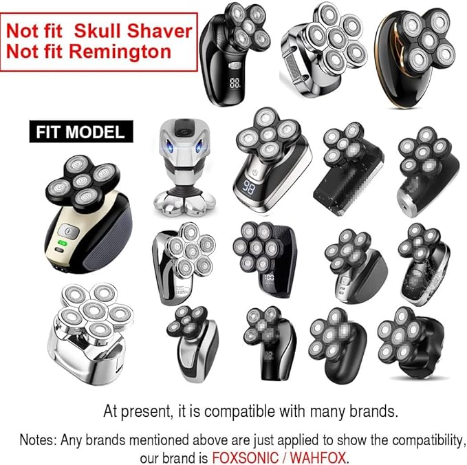 FOXSONIC 2 Universal 5 Blades Head Shaver Replacement Heads for Head Shaver, Head Shaver Replacement Blades