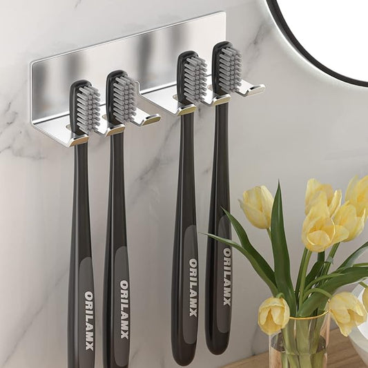 Electric Toothbrush Head Holder, Toothbrush Holders Wall Mounted, Electric Toothbrushs Holder, Bathroom Shower Tooth Brushing Holder, Tooth Brush Head Holder Organiser (Silver, Large)
