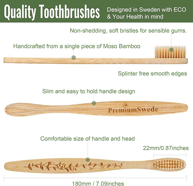 Bamboo Toothbrushes Soft Bristles Adult - 8 Pack Eco-Friendly Bamboo Toothbrushes Individually Wrapped - Sealed Soft Bristle Toothbrush - Biodegradable Natural Wooden Toothbrush