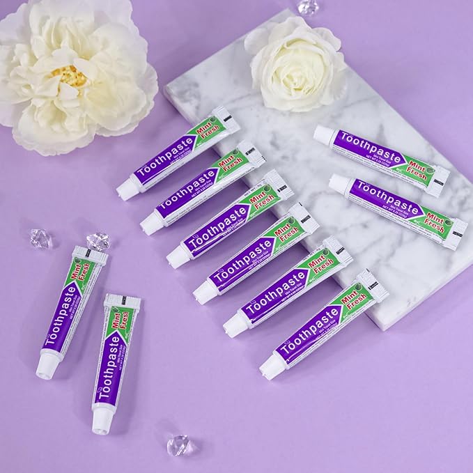 HAIFOTRVA 100 Tubes Small Bulk Travel Size Toothpaste,0.28 oz/8 g Mini Mint Flavor Disposable Toothpaste for Hotel,Guests,Homeless,Charity,Office,Camping
