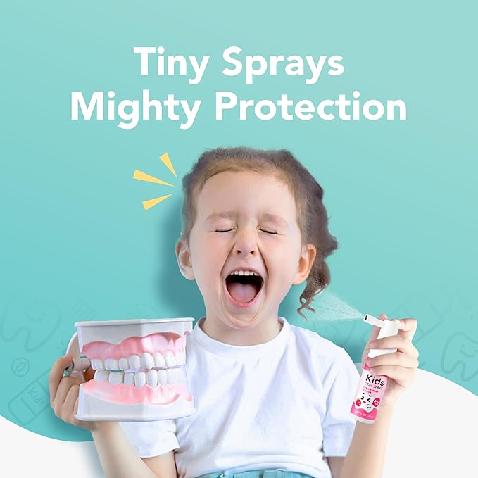 LAB52 Kids Oral Spray Gift Box, Toddler Toothpaste Helper for Daily Oral Care and Fresh Breath, Children Approved with Fluoride Free for Newborn to Preschoolers, Xylitol Strawberry Flavor (3 Packs)