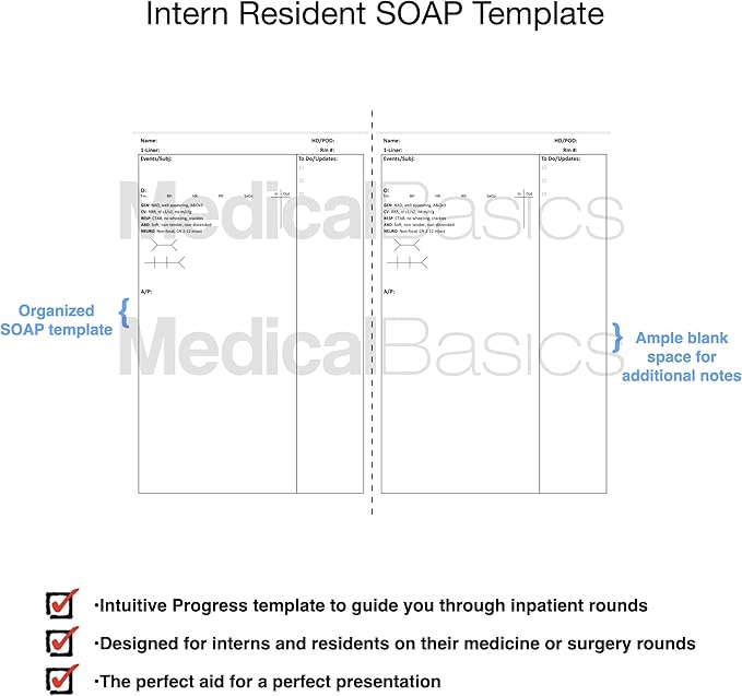 Inpatient Progress SOAP Notebook for Interns and Residents – Medical History and Physical Notebook, 200 Patient Templates for Inpatient Rounds