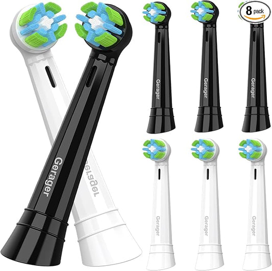 8 Pack Toothbrush Replacement Heads Compatible with Oral B iO, Toothbrush Heads Compatible with Oral B iO 3 4 5 6 7 8 9 10 Series Electric Toothbrushes, Black/White