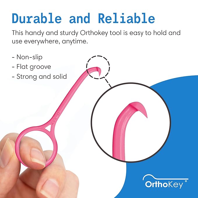 OrthoKey Aligner Remover - Versatile Clear Aligner & Retainer Removal Tool - Hygienic Invisalign Remover, Denture Grabber - Portable & Durable, Fits Dental & Aligner Cases - (Pink, 1-Pack)