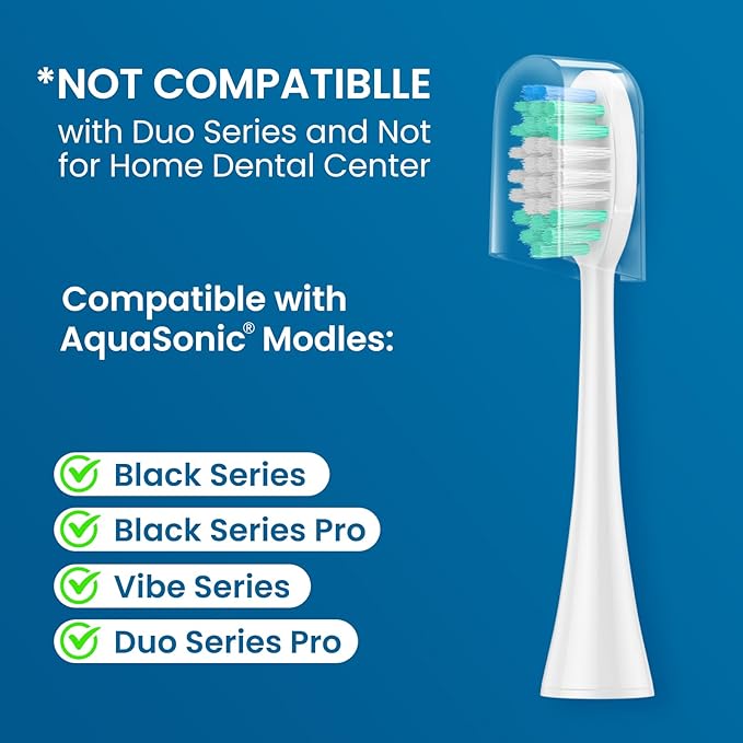 Replacement Toothbrush Heads 10 Pack Compatible with AquaSonic Black Series, Vibe Series Electric Toothbrush, White