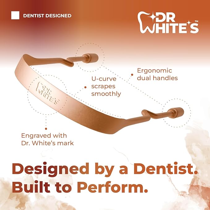 Dr. White’s Copper Tongue Cleaner – Dentist-Formulated Dual-Grip Design for Fresh Breath & Everyday Oral Detox – 100% Forged Copper, For Adults & Kids, Rust-Resistant, Built to Last (2-Pack)