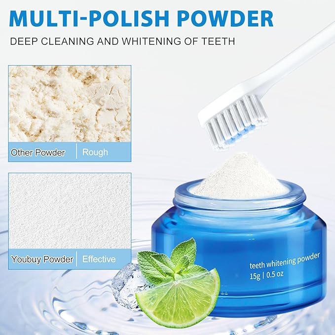 Teeth Whitening Powder, Natural Teeth Whitener, Teeth Whitening Powder Toothpaste, Instant Teeth Whitening and Stain Removal, Fresh Breath (1PC)