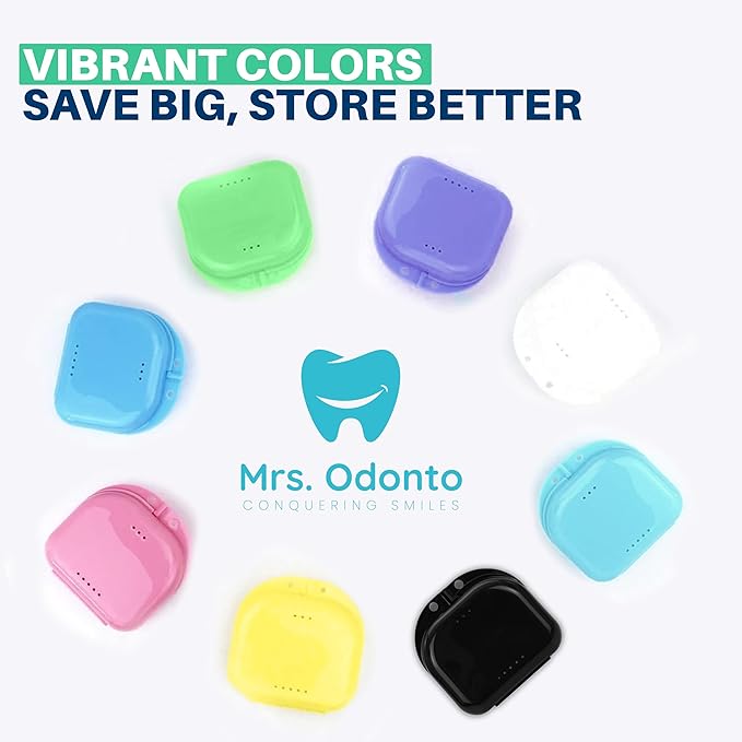 Orthodontic 32 Pcs Retainer Cases Bulk - Mouth Guard Case Holder with Vent Holes - Cute Partial Denture case with Tight Snap Lock-Durable Retainer Container case for Travel, Household & Office