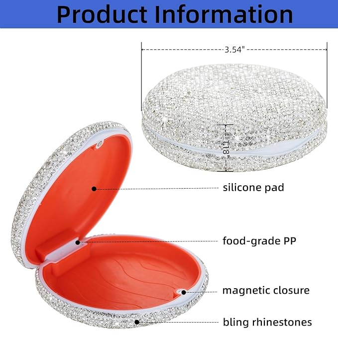 Retainer Case Cute Mouse Guard Case Slim Aligner Case Compatible with Invisalign Bling Night Guard Case Orthodontic Retainer Box Magnetic Denture Holder (Black)