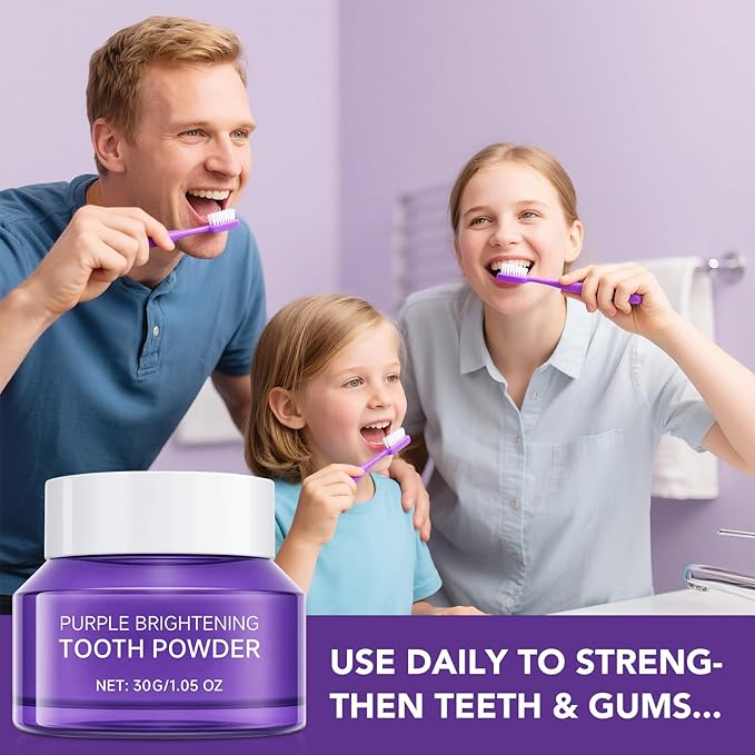 Teeth Whitening Powder,Purple Gentle Tooth Whitener,Safe & Gentle Formula,No Sensitivity,Daily Use, Enamel Friendly,Stain Removal, Color Corrector, and Toothpaste Booster (1)