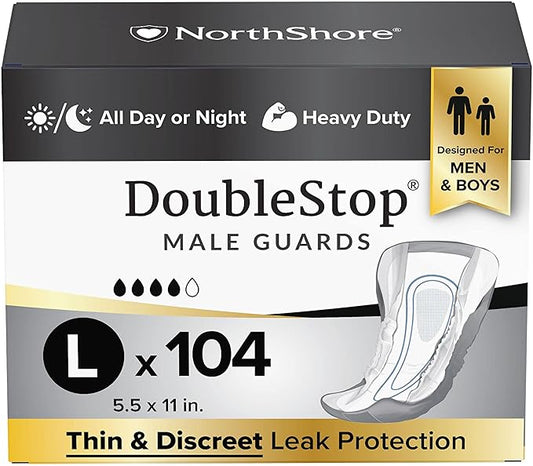 NorthShore DoubleStop Male Incontinence Protector, Large, 104 Count