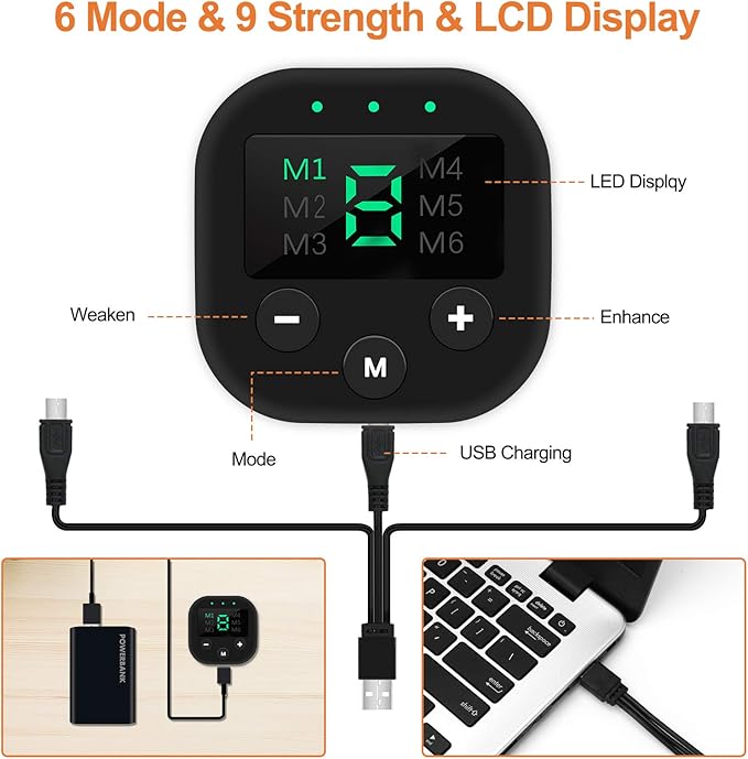 Electronic Muscle Stimulator, Abs Stimulator, EMS Abdominal Muscle Stimulator,Muscle Trainer,USB Rechargeable Gear for Abdomen/Arm/Leg, Ab Stimulator Equipment for Men Women,12 Free Gel Pads