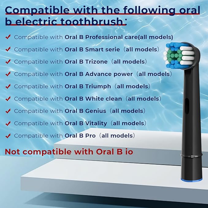 Replacement Toothbrush Heads, Compatible with Oral B Braun, 16 Pcs Professional Electric Brush Heads for Oral B Braun Replacement Heads Refill, Black