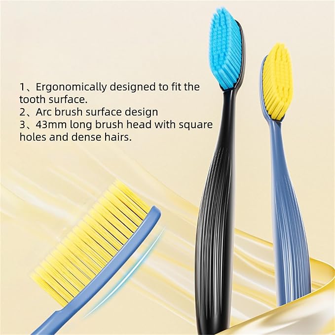 Extra Soft toothbrushes for Adults，Suitable for Sensitive Teeth and People with periodontal Disease,Big and Long Toothbrush Head. 【8 Count (Pack of 1)】