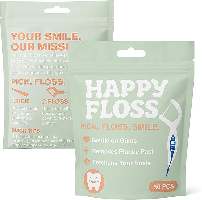 Premium 2-in-1 Dental Floss Picks with Soft Dental Pick – Dual-Action Floss Sticks for Plaque Removal, Gum Care – 50 Count