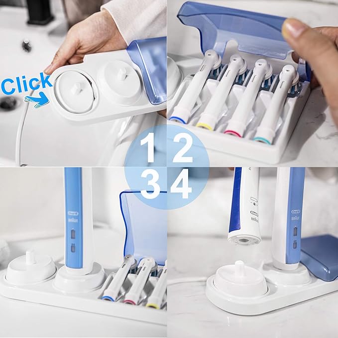 Toothbrush Holder Holder Compatible with Oral-B Electric toothbrushes handpiece, Stand for 4-Push-on Brushes