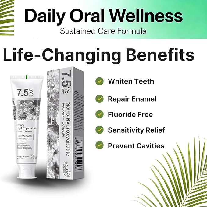 Hydroxyapatite Toothpaste, 7.5% Nano Hydroxyapatite Toothpast, Deep Cleaning for Advanced Enamel Protection, Fluoride-Free Gentle and Effective Formula with Fresh Mint (3 Sets)