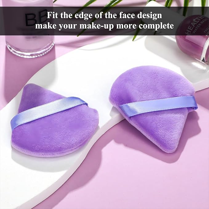 Maitys 12 Pieces Powder Puff Triangle Face Makeup Cosmetic for Loose Powder Soft Body Washable Reusable Foundation Sponge Mineral Wet Dry Makeup Tool for Women(Small,Purple)