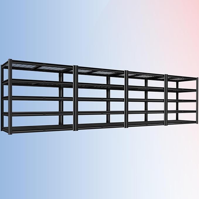 PrimeZone Heavy Duty Garage Shelving 5 Tier Heavy Duty Storage Shelves Adjustable Industrial Metal Wire Shelf Unit for Garage,Basement,Pantry,Warehouse,Commercial,48" W X 24" D X 72" H 4 Pack