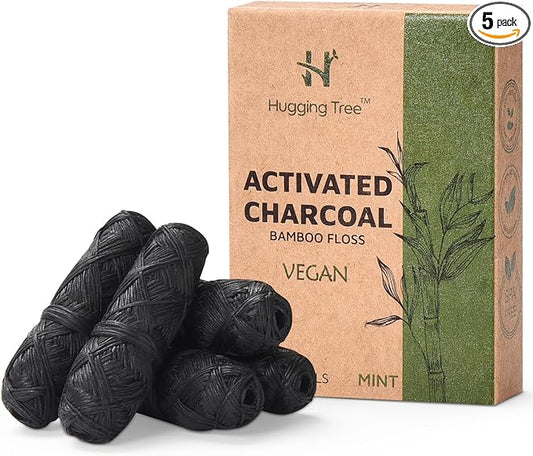 Charcoal Dental Floss Refills | PFAS Free Dental Floss | Mint (5 Pack, 33 Yards Each)